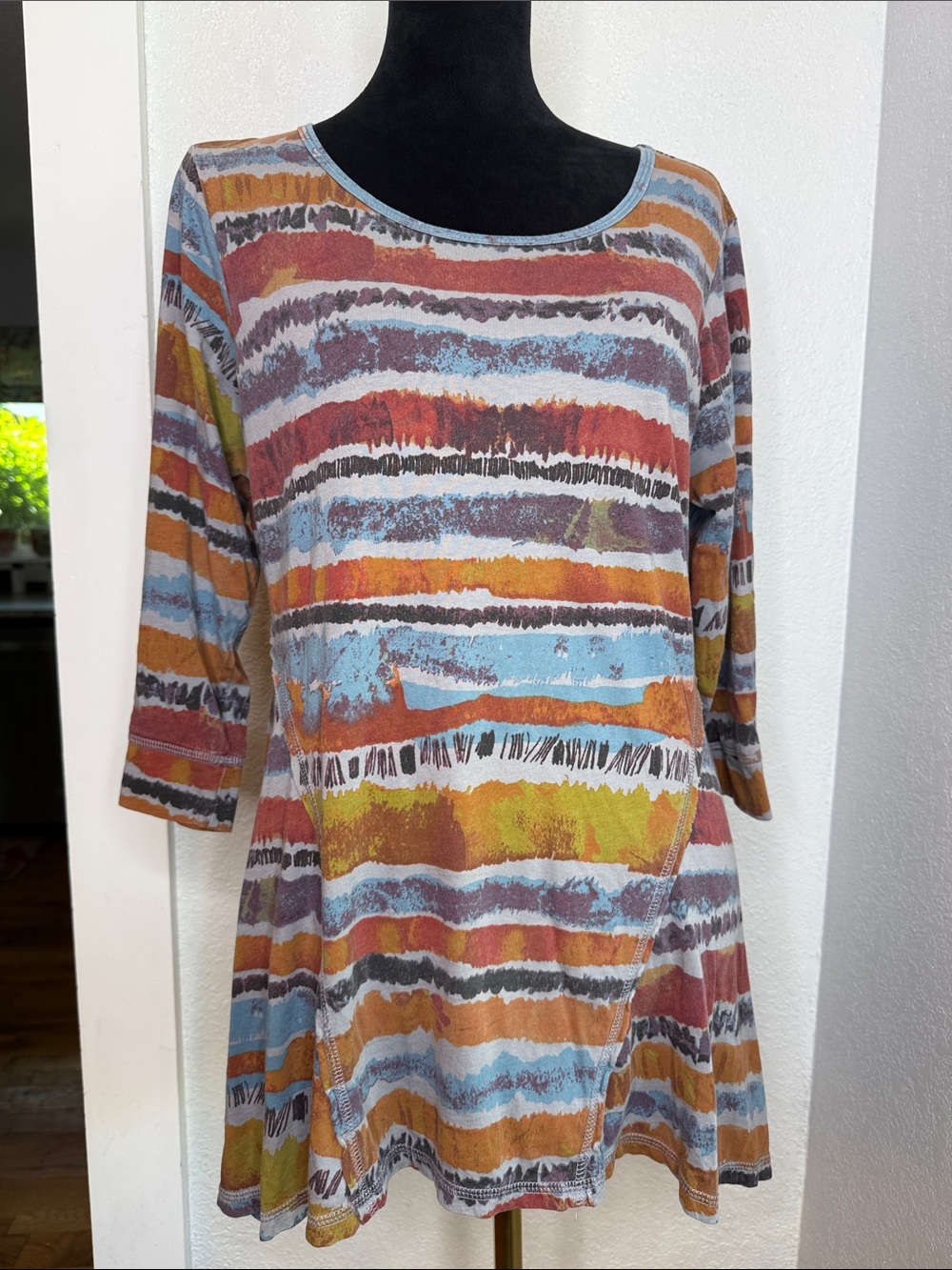 CMC by Color Me Cotton Boho Southwest Earthy Sunset Tunic Comfy Top Size Large